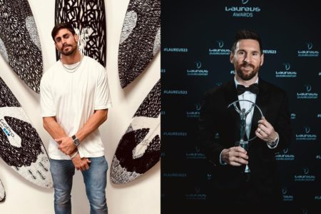 Montagem com fotos coloridas de Cara de Sapato e Lionel Messi - Metrópoles