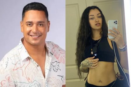 Montagem com fotos coloridas de Xanddy e a filha, Camilly Victoria - Metrópoles