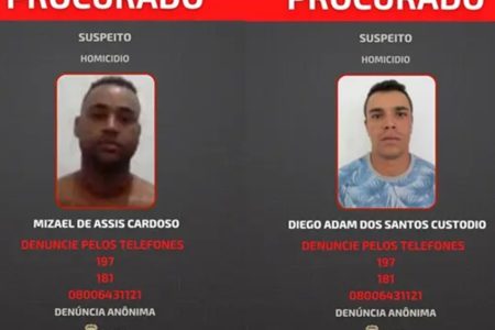 Cartaz dos suspeitos de matar mulher assassinada em cemitério - Metrópoles