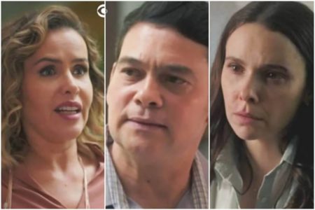 Montagem colorida de personagens da novela Terra e Paixão - Metrópoles