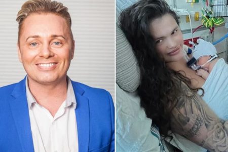 Na imagem, duas fotos: um homem de terno azul e uma mulher com um bebê nos braços - Metrópoles