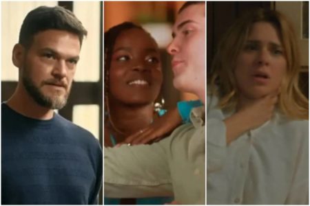 Montagem colorida de personagens da novela Vai na Fé - Metrópoles