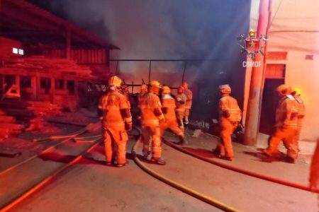 Incêndio em madeireira