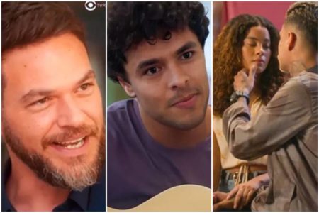 Montagem colorida de personagens da novela Vai na Fé - Metrópoles