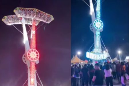 Foto de brinquedo de parque de diversões que sofreu pane elétrica em Minas Gerais - Metrópoles