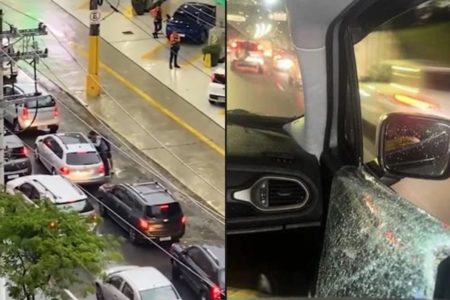 Gangue quebra vidro de carros em SP