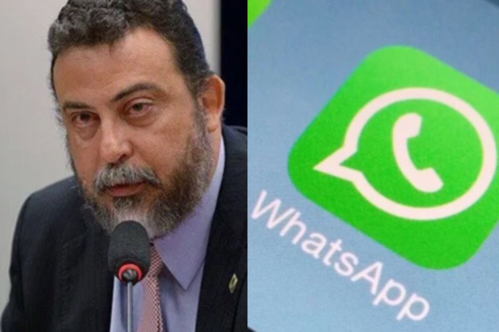 Montagem com foto do ex-presidente da Abin Saulo Moura e logo do WhatsApp - Metrópoles