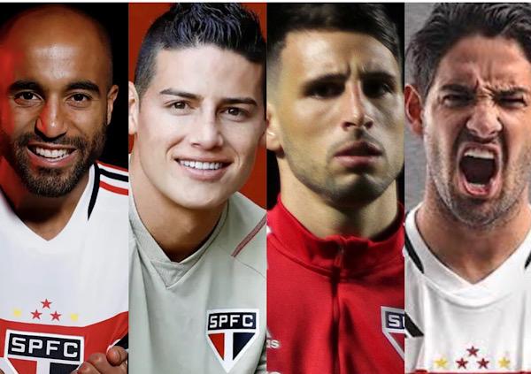 Lucas, James, Calleri e Pato, atletas do São Paulo