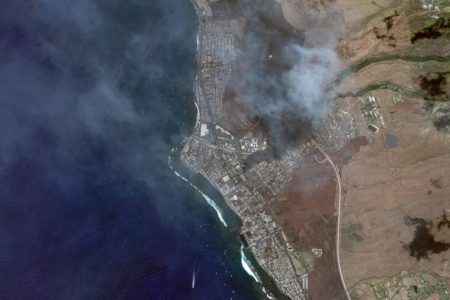 Foto colorida de incêndio florestal no Havaí - Metrópoles