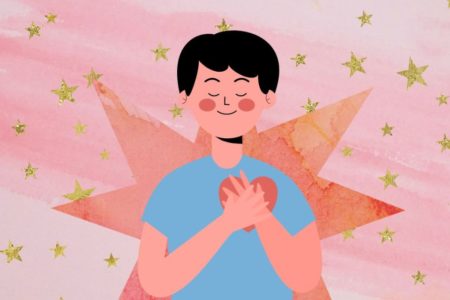 figura de uma pessoa com a mão no coração e estrelas ao fundo - Metrópoles