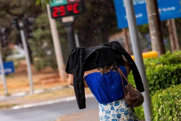 mulher de costas segurando casaco acima da cabeça