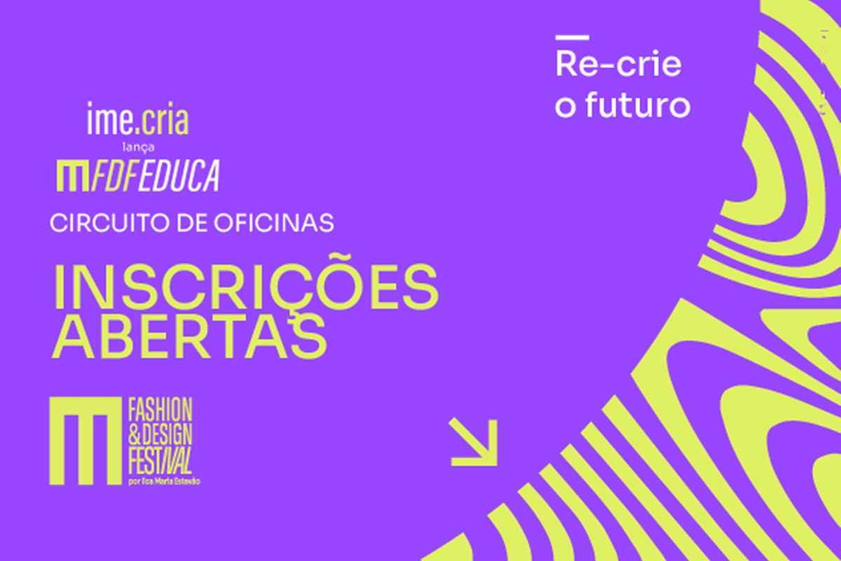 Banner em roxo e verde sobre as inscrições para oficinas do Metrópoles Fashion e Design Festival 2023 - Metrópoles