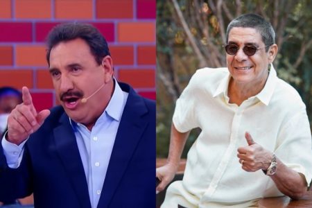 Montagem com fotos coloridas de Ratinho e Zeca Pagodinho - Metrópoles