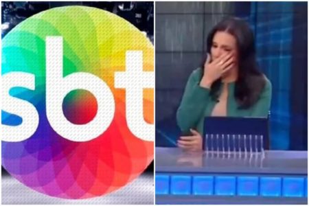 Montagem com a logomarca do SBT e âncora do SBT Brasil