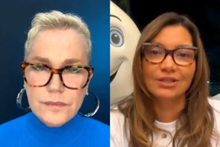 Foto colorida de Xuxa e Janja em live - Metrópoles