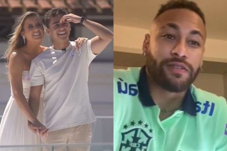 Neymar no momento em que anunciou que Nikolas Ferreira seria pai de uma menina