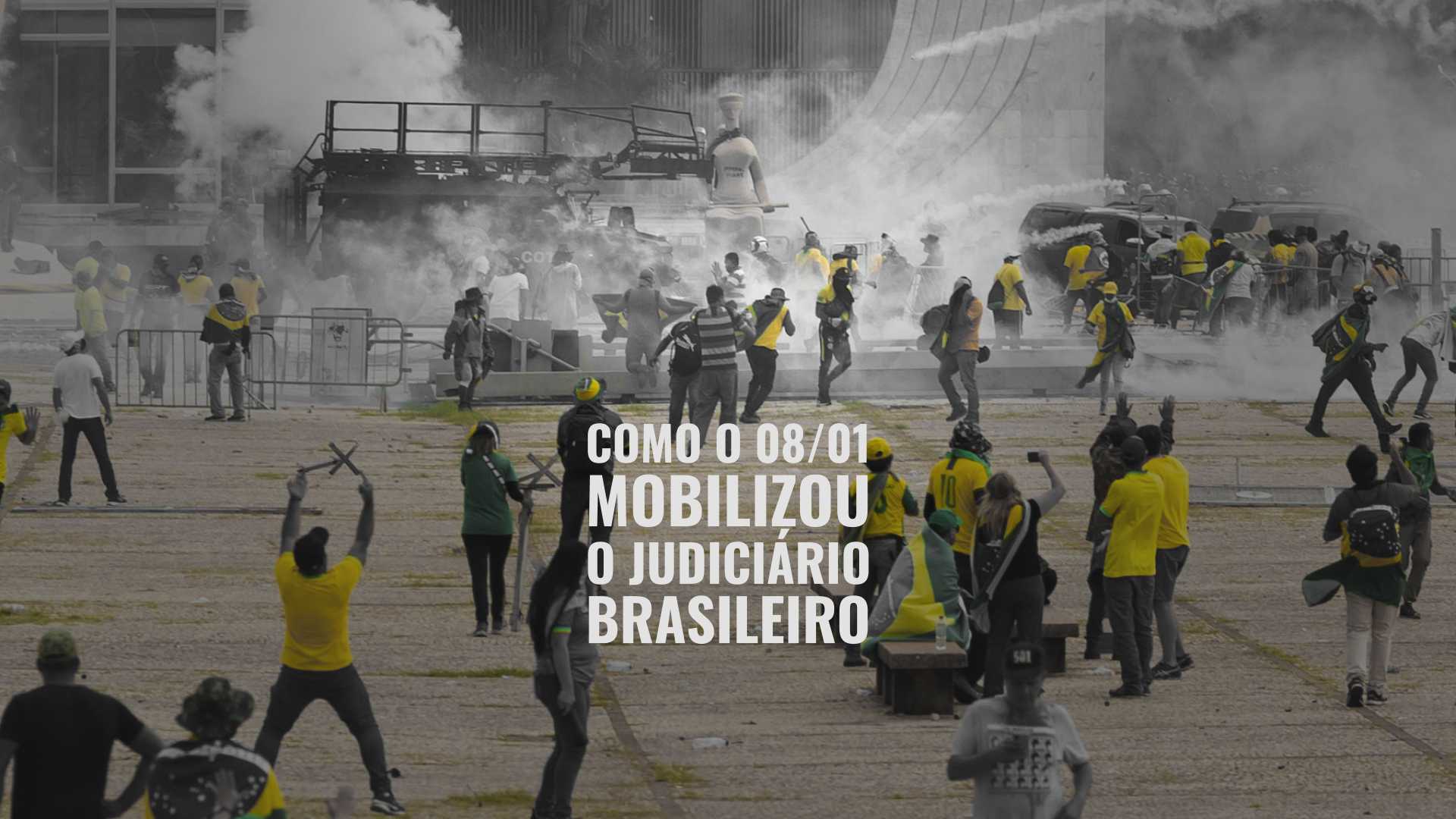 imagem de homens destruíndo supremo tribunal federal em 8 de janeiro