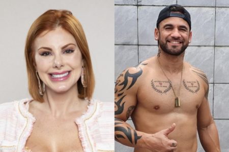 Deborah Albuquerque e Hadbala Hadson Nery em montagem com tela dividida