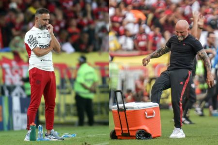 Foto colorida de Vitor Pereira e Sampaoli - Metrópoles