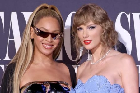 Foto colorida de Beyoncé e Taylor Swift - Metrópoles