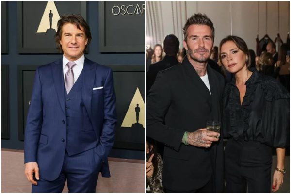 Montagem com as fotos de Tom Cruise, David Beckham e Victoria Beckham - Metrópoles