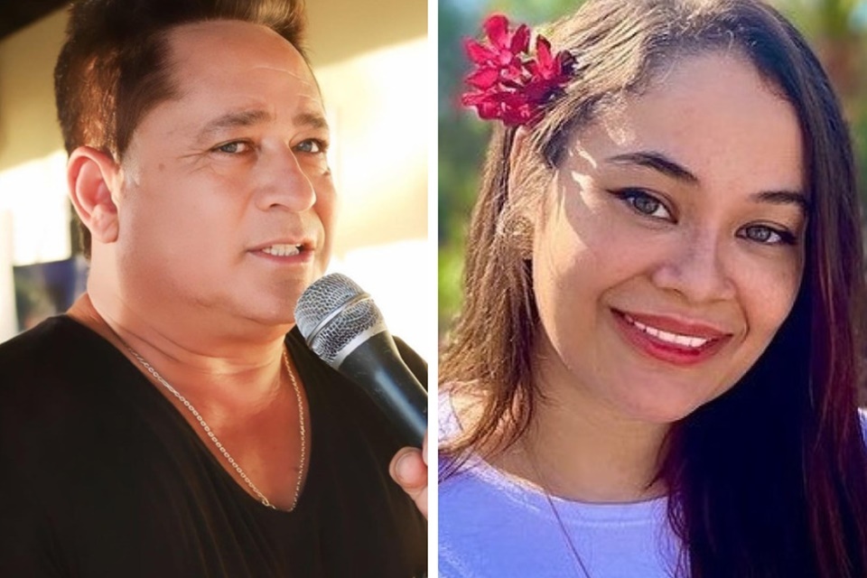 Montagem feita a partir de fotos das redes sociais de Leonardo e Dyane Akacio, sua suposta filha - Metrópoles