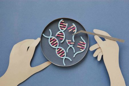 Ilustração mostra processo de edição genética do CRISPR