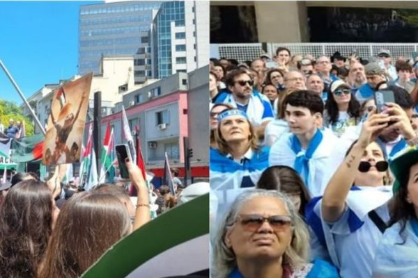 Imagens pessoas em duas manifestações distintas - Metrópoles