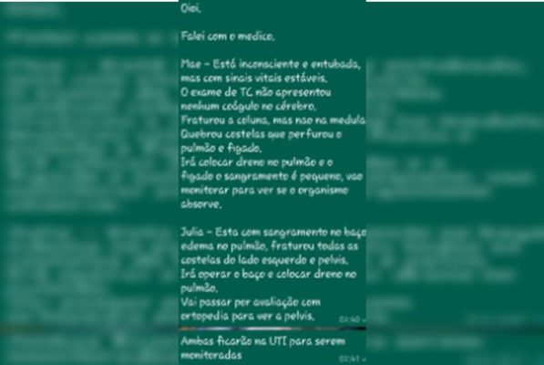 Texto de mensagem do acidente