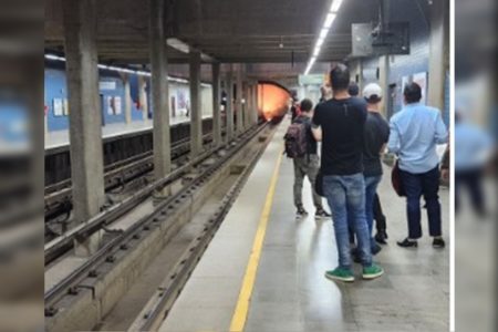 túnel do Metrô com fogo ao fundo