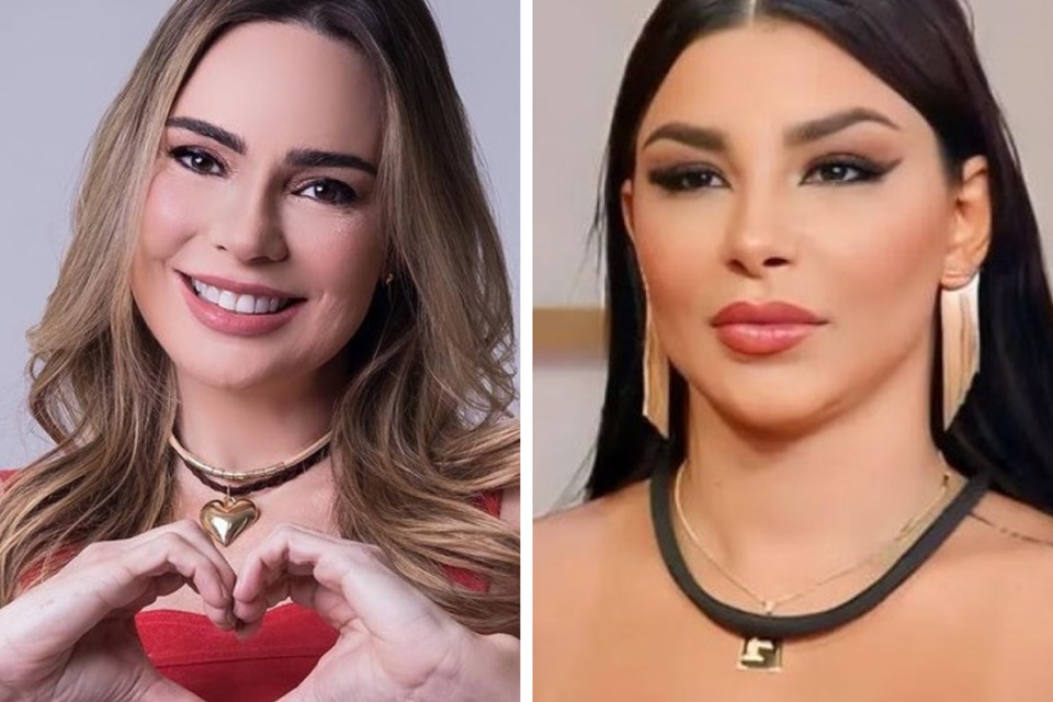 Montagem feita a partir de fotos das redes sociais de Rachel Sheherazade e Jenny Miranda, ricais em A Fazenda 15 - Metrópoles