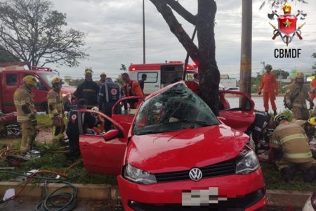 Carro bate em árvore e adolescente de 14 anos morre no Jardim Botânico