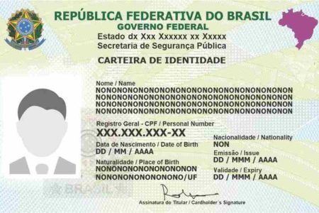 Na imagem, modelo da nova Carteira de Identidade Nacional (CIN)