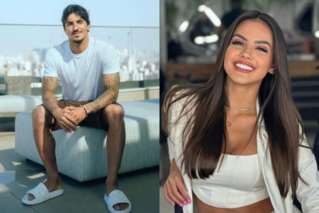 montagem com fotos de Gabriel Medina e Luana Andrade - metrópoles