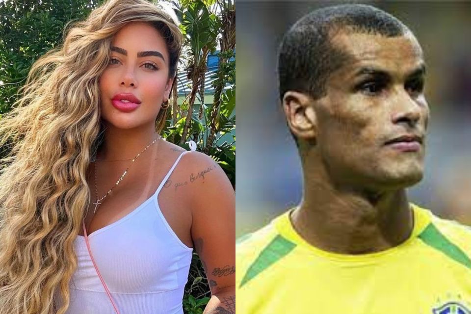 Montagem colorida de Rafaella Santos, irmã de Neymar, e Rivaldo - Metrópoles