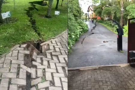 Cidade turística ‘parte ao meio’ após forte chuva e bairro é evacuado