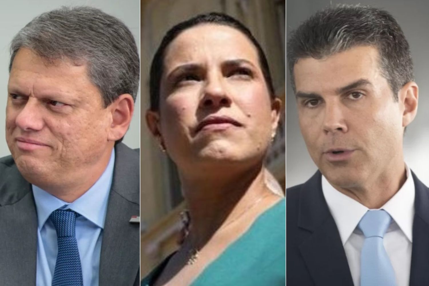 Os governadores Tarcísio Gomes de Freitas (Republicanos), de São Paulo, Raquel Lyra (PSDB), de Pernambuco, e Helder Barbalho (MDB), do Pará