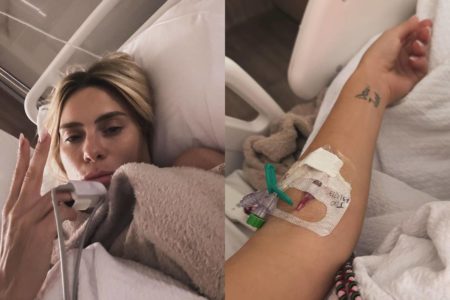 Montagem colorida com fotos de Carolina Dieckmann no hospital - Metrópoles