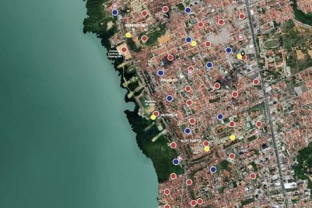 Foto colorida de áreas atingidas Maceio por afundamento do solo