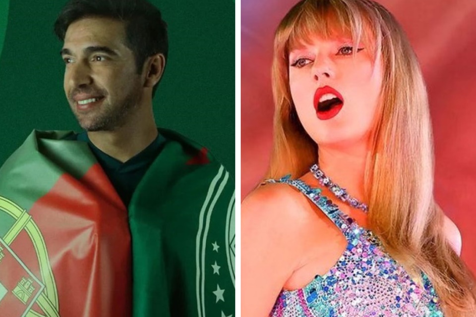 Montagem feita a partir de fotos das redes sociais de Abel Ferreira e Taylor Swift - Metrópoles