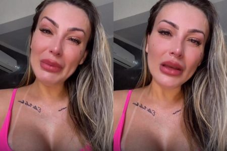 Montagem com imagens coloridas de Andressa Urach