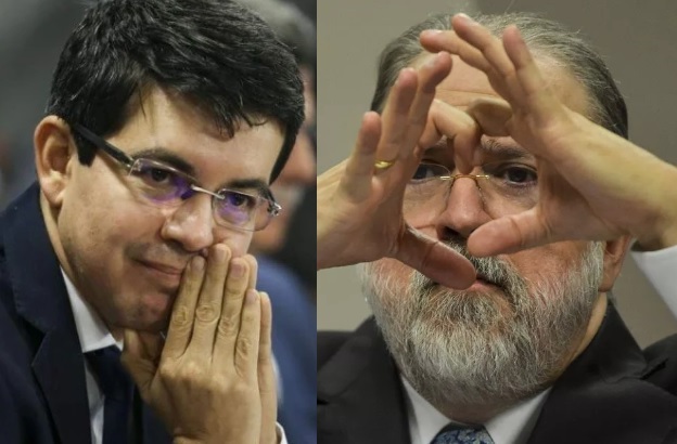 Imagens justapostas do senador Randolfe Rodrigues e do procurador-geral da República, Augusto Aras - Metrópoles