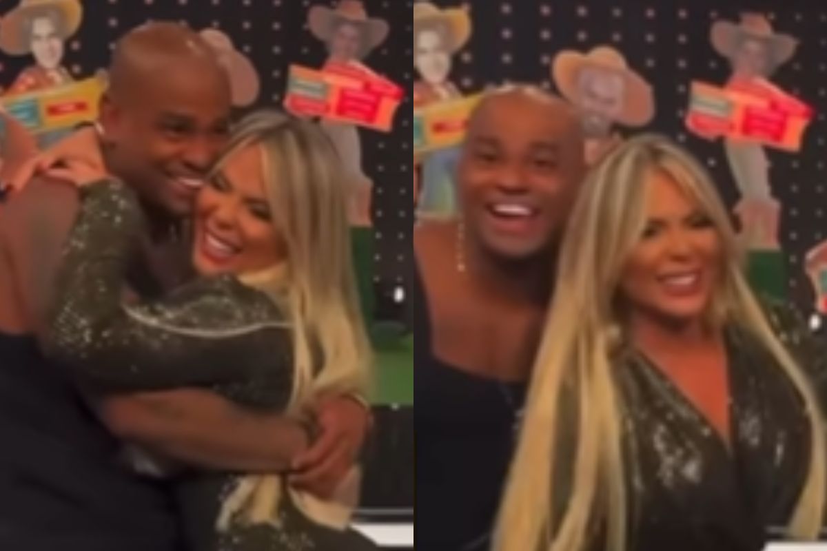 Montagem colorida do reencontro de Cezar Black e Kally Fonseca - Metrópoles