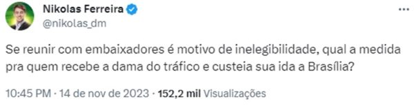 Print da fake news de Nikolas Ferreira