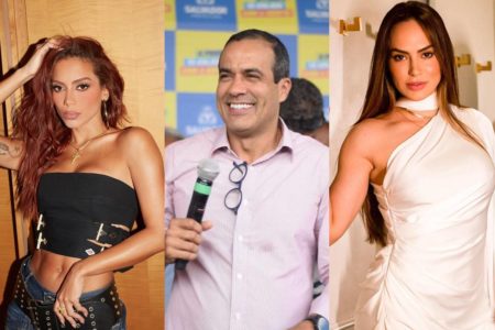 Montagem colorida de Anitta, Bruno Reis e Rebeca Cardoso - Metrópoles