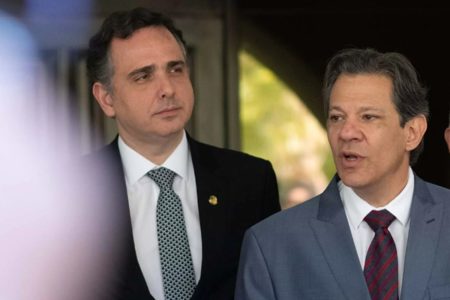 imagem colorida mostra rodrigo pacheco e fernando haddad - Metrópoles