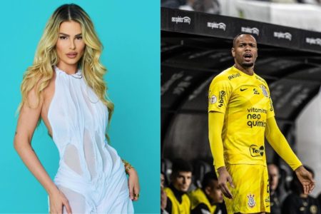 Imagem colorida de Yasmin Brunet e Carlos Miguel, goleiro do Corinthians que mantinha relação com a modelo que entrou para o BBB 24- Metrópoles