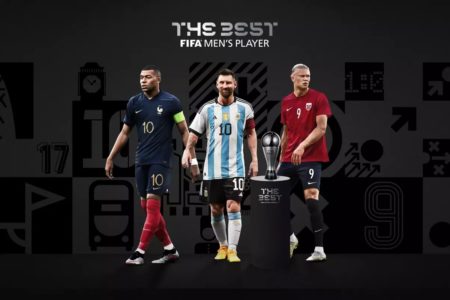 Imagem colorida dos três finalistas do prêmio Fifa The Best de 2023- Metrópoles