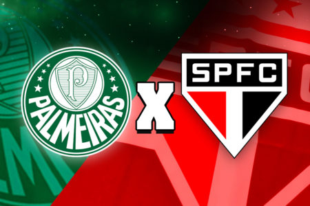 Arte com escudos de Palmeiras e São Para a disputa da Supercopa 2024, em Brasília - Metrópoles