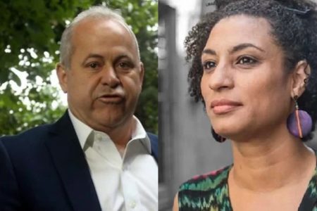 prefeito Montagem com fotos coloridas de Domingos Brazão e Marielle Franco - Metrópoles